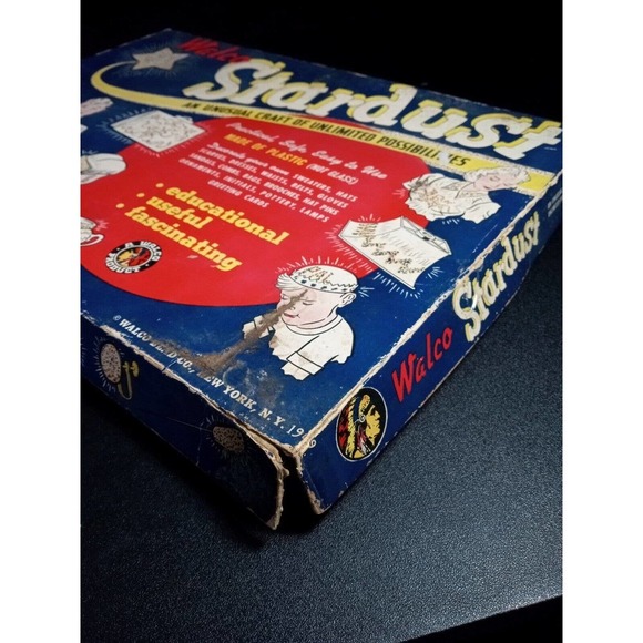Antique 1939 Walco Toys STARDUST Craft Kit RARE plastic glitter indian logo Vtg - Picture 10 of 13